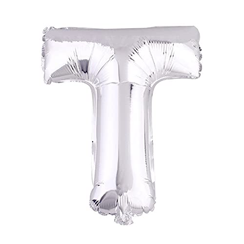 Lepep 40 cm Silber Luftballons Zahlen von 0 bis 9 Buchstaben von A bis Z Party Deko Ballons für Geburtstag Babydusche Brautparty Hochzeit Abschlussball Dekoration Folienballons (Buchstabe T) von Lepep