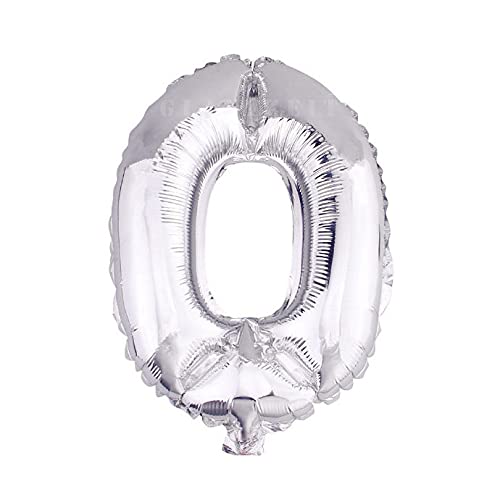 Lepep 40 cm Silber Luftballons Zahlen von 0 bis 9 Buchstaben von A bis Z Party Deko Ballons für Geburtstag Babydusche Brautparty Hochzeit Abschlussball Dekoration Folienballons (Zahl 0) von Lepep