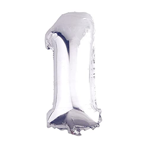 Lepep 40 cm Silber Luftballons Zahlen von 0 bis 9 Buchstaben von A bis Z Party Deko Ballons für Geburtstag Babydusche Brautparty Hochzeit Abschlussball Dekoration Folienballons (Zahl 1) von Lepep