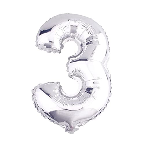 Lepep 40 cm Silber Luftballons Zahlen von 0 bis 9 Buchstaben von A bis Z Party Deko Ballons für Geburtstag Babydusche Brautparty Hochzeit Abschlussball Dekoration Folienballons (Zahl 3) von Lepep