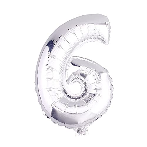 Lepep 45 cm Silber Luftballons Zahlen von 0 bis 9 Buchstaben von A bis Z Party Deko Ballons für Geburtstag Babydusche Brautparty Hochzeit Abschlussball Dekoration Folienballons (Zahl 6) von Lepep