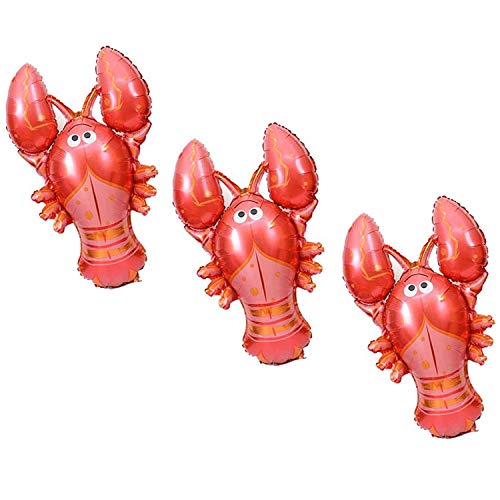 Lepep 83CM Riesen Hummer Deko Luftballons Cartoon Lobster Folienballons Party Heliumballons Dekoration für Geburtstag Verlobung Tropischen Ozean Tiere Seaside Themenparty (3 Stücke) von Lepep