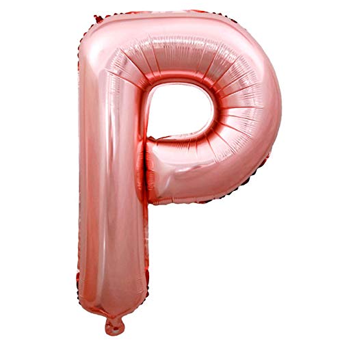 Lepep 85 cm Rose Gold Luftballons Zahlen von 0 bis 9 Buchstaben von A bis Z Party Deko Ballons für Geburtstag Babydusche Brautparty Hochzeit Abschlussball Folienballons Dekoration (Buchstabe P) von Lepep