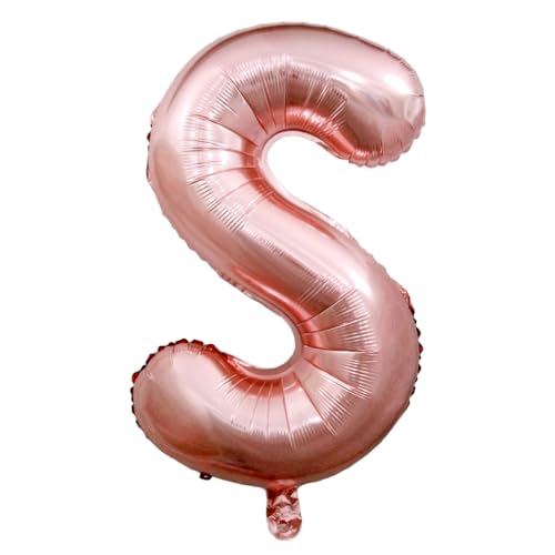 Lepep 85 cm Rose Gold Luftballons Zahlen von 0 bis 9 Buchstaben von A bis Z Party Deko Ballons für Geburtstag Babydusche Brautparty Hochzeit Abschlussball Folienballons Dekoration (Buchstabe S) von Lepep
