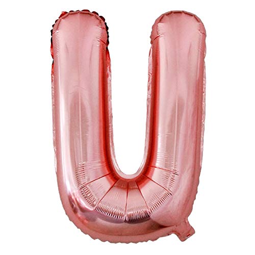 Lepep 85 cm Rose Gold Luftballons Zahlen von 0 bis 9 Buchstaben von A bis Z Party Deko Ballons für Geburtstag Babydusche Brautparty Hochzeit Abschlussball Folienballons Dekoration (Buchstabe U) von Lepep