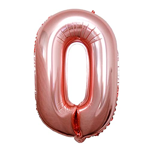 Lepep 85 cm Rose Gold Luftballons Zahlen von 0 bis 9 Buchstaben von A bis Z Party Deko Ballons für Geburtstag Babydusche Brautparty Hochzeit Abschlussball Folienballons Dekoration (Zahl 0) von Lepep