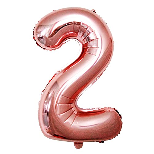 Lepep 85 cm Rose Gold Luftballons Zahlen von 0 bis 9 Buchstaben von A bis Z Party Deko Ballons für Geburtstag Babydusche Brautparty Hochzeit Abschlussball Folienballons Dekoration (Zahl 2) von Lepep