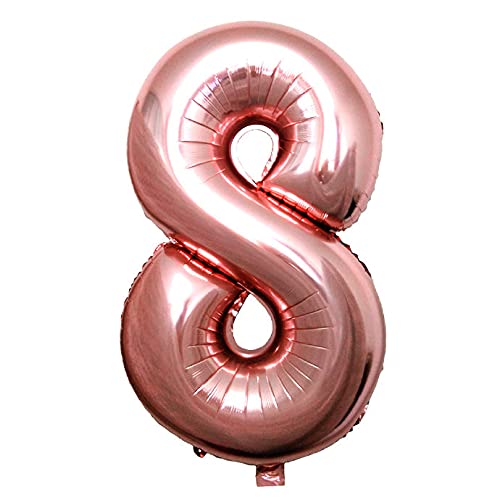 Lepep 85 cm Rose Gold Luftballons Zahlen von 0 bis 9 Buchstaben von A bis Z Party Deko Ballons für Geburtstag Babydusche Brautparty Hochzeit Abschlussball Folienballons Dekoration (Zahl 8) von Lepep