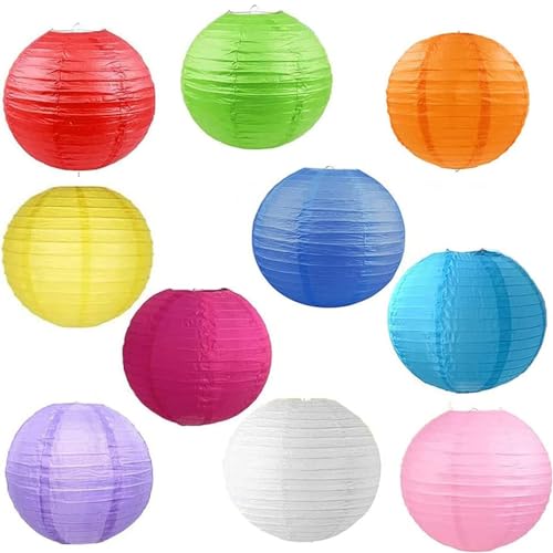 10 Stück Bunte Papierlaternen, 25cm Runde Lampenschirm Papierlaterne, Faltbar Papier Lampions Bunt Große, für Wohnkultur, Partys und Hochzeiten 10 Stück Bunte Papierlaternen, 25cm Runde Lampenschirm Papierlaterne, Faltbar Papier Lampions Bunt Große, für Wohnkultur, Partys und Hochzeiten von Lepidi