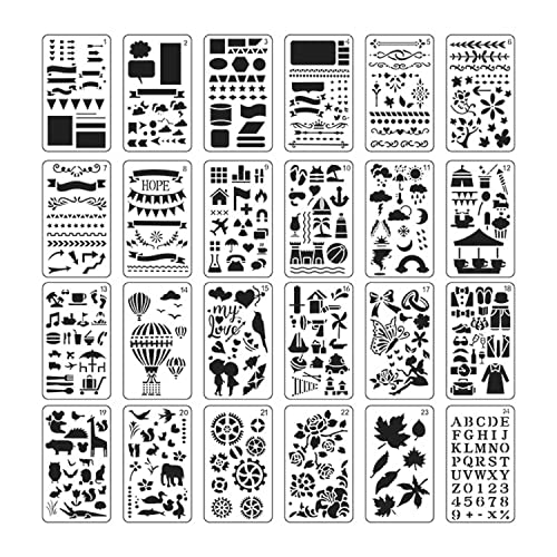24 Stück Schablonen Zeichnen Set, 10.4cm x 17.8cm Wiederverwendbar Zeichnung Malschablonen DIY, Graffiti Schablone, Tierschablonen-Vorlagen für Kinder 24 Stück Schablonen Zeichnen Set, 10.4cm x 17.8cm Wiederverwendbar Zeichnung Malschablonen DIY, Graffiti Schablone, Tierschablonen-Vorlagen für Kinder von Lepidi