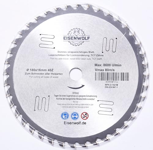 180 x 16 mm 40 Zähne Sägeblatt Top Qualität Kreissägeblatt für Holz von Lepik