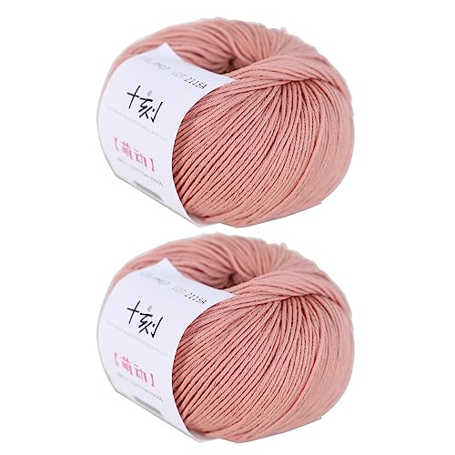 Lerchiyar Feines Strick- und Häkel-Baumwollgarn, 100 % langstapeliges Baumwollgarn, Babysport, 2 Pakete à 100 g (pro Knäuel 50 g) - 07 Pomelo Pink von Lerchiyar