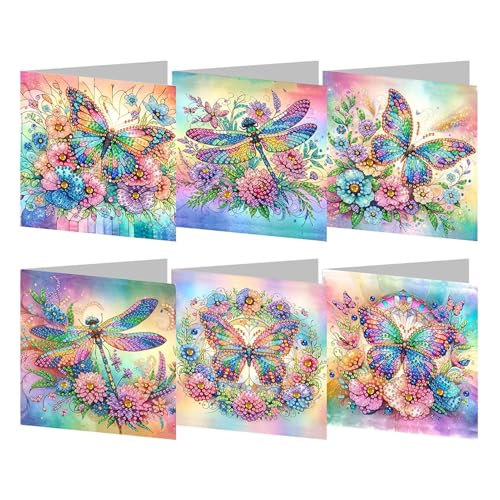 6 Stuck Diamond Painting Osterkarten mit Umschlag, Diamond Painting Ostern, DIY Diamond Painting Ostern Grußkarten, Ostern Diamond Painting Klappkarten als Ostergeschenke für Familie und Freunde (C) von Lergas