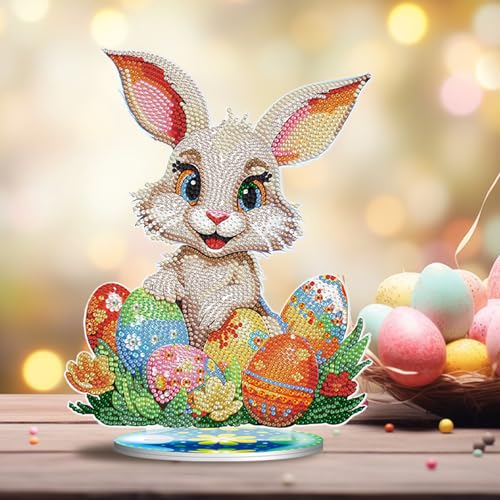 Diamond Painting Ostern, 5D Diamond Painting Ostern Deko, DIY Osterhase Diamond-Painting Malerei Kits, Diamond Painting Frühling, Diamond Painting Hase für Ostern Deko, Tischdeko, Geschenk (D) von Lergas