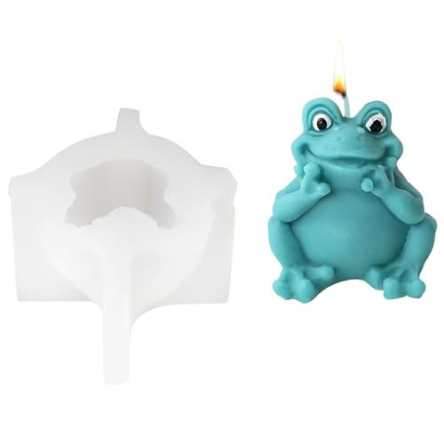 Frosch Silikonform Kerzen, 3D Frösche Kerzenformen zum Gießen, Epoxidharz Formen, Frosch Gießformen Silikon für DIY Aroma-Kerze, Kunsthandwerk, Heimdekoration (02) von Lergas