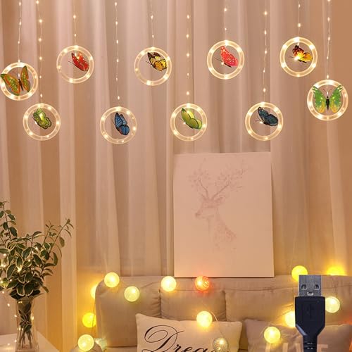 Frühlingsdeko Lichterkette Schmetterling, Deko Frühling Lichterkette Ostern Solarbetrieben, Frühlingsdeko Innen 8 Modi LED, Frühlingsdeko Innen 10 Hängend Lichterkette für Innenberei Hochzeit (A) von Lergas