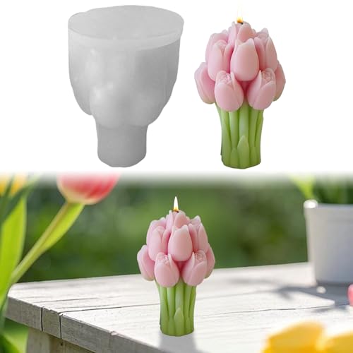 Gießformen Silikon Frühling, 4 Stück Gipsformen Silikonformen zum Gießen, Blumentopf Silikonformen Frühling Silikonform, Epoxidharz Gießformen Silikon Formen zum Gießen für DIY Deko (B) von Lergas