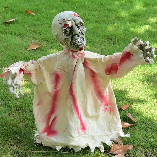 Halloween Animatronic Zombie Groundbreaker, Halloween Deko Gruselig Skelett Zombie mit Leuchtende Augen und Gruseligem Klang, Schwankender Zombie Animiert für Halloween Deko Outdoor, Garten, Rasen (A) Halloween Animatronic Zombie Groundbreaker, Halloween Deko Gruselig Skelett Zombie mit Leuchtende Augen und Gruseligem Klang, Schwankender Zombie Animiert für Halloween Deko Outdoor, Garten, Rasen (A) von Lergas