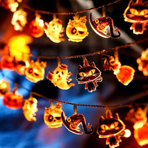 Halloween Lichterkette Outdoor, 3M 20 LED Lichterketten, Halloween Deko Lichterkette Außen Innen,IP44 Wasserdicht Geister Kürbis Lichterketten Dekoration,Herbst Deko Lichtkette Batteriebetriebene (C) Halloween Lichterkette Outdoor, 3M 20 LED Lichterketten, Halloween Deko Lichterkette Außen Innen,IP44 Wasserdicht Geister Kürbis Lichterketten Dekoration,Herbst Deko Lichtkette Batteriebetriebene (C) von Lergas