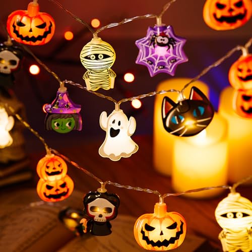 Halloween Lichterkette Outdoor, 3M 20 LED Lichterketten, Halloween Deko Lichterkette Außen Innen,IP44 Wasserdicht Geister Kürbis Lichterketten Dekoration,Herbst Deko Lichtkette Batteriebetriebene (B) Halloween Lichterkette Outdoor, 3M 20 LED Lichterketten, Halloween Deko Lichterkette Außen Innen,IP44 Wasserdicht Geister Kürbis Lichterketten Dekoration,Herbst Deko Lichtkette Batteriebetriebene (B) von Lergas