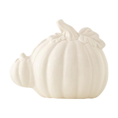 Herbst Deko Kürbis Keramik Weiß, 12.3CM Herbstdeko Tisch, Weiß Kürbis Deko, Kürbisse Tischdeko Herbst Dekoration, Herbstdeko Innen, Fall Decor Pumpkin für Halloween Fensterbank Garten Wohnbereich von Lergas