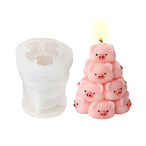 Kerzen Silikonform Kerzenformen zum Gießen Silikon Stapeln von Schweinchen Kerzenform Silikon 3D Schweinchen Silikonform Kerzen DIY Kerzengießformen Silikon für Handarbeit Ornamente Duftkerze von Lergas