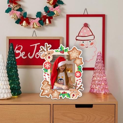 Lergas Diamond Painting Weihnachten Bilderrahmen, DIY Diamond Painting Weihnachten Basteln Kits für Weihnachtsdeko Fotorahmen Bastelset, DIY Diamond Painting Kit für Weihnachtsdeko von Lergas