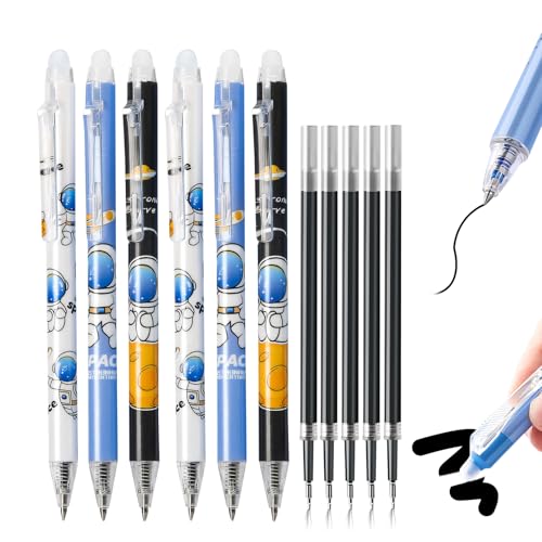 Lergas Radierbarer Kugelschreiber Set, 6 Stück Tintenroller Radierbar mit 5 Nachfüllminen, Schnell Trocknend Kugelschreiber mit Radiergummi, 0,5 mm Gelstifte Radierbar für Schul Bürobedarf (Schwarz) Lergas Radierbarer Kugelschreiber Set, 6 Stück Tintenroller Radierbar mit 5 Nachfüllminen, Schnell Trocknend Kugelschreiber mit Radiergummi, 0,5 mm Gelstifte Radierbar für Schul Bürobedarf (Schwarz) von Lergas