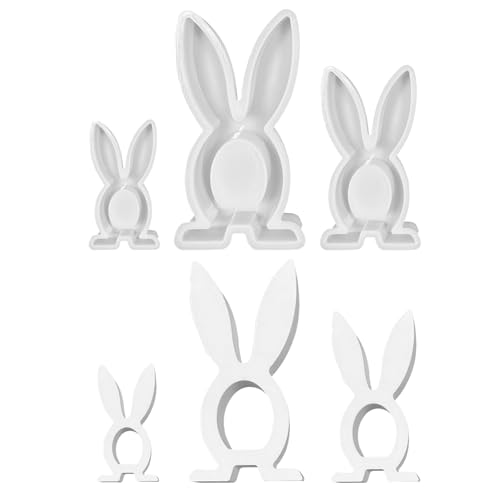 3 Stück Osterhase Silikonformen Gießformen, Silikonform Ostern, Gießform Ostern Silikonform Hase, Osterhase Kerzenformen zum Gießen, Ostern Gießformen Silikon für DIY Kerzen, Handwerk, Gips von Lergas