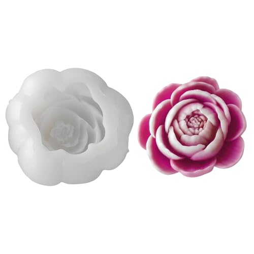 Silikonform Blume Pfingstrose, Silikonformen Gießformen Blumen, Gießformen Silikon Blumen, Giessformen Silikon Gießform, Gipsformen zum Gießen, Silikonform Gießform für DIY Kerzen Seife Gips (B) von Lergas