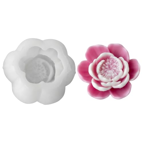 Silikonform Blume Pfingstrose, Silikonformen Gießformen Blumen, Gießformen Silikon Blumen, Giessformen Silikon Gießform, Gipsformen zum Gießen, Silikonform Gießform für DIY Kerzen Seife Gips (C) von Lergas