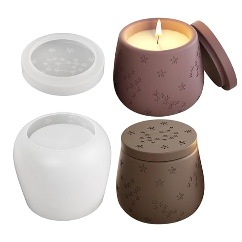 Silikonform Dose mit Deckel, Silikonformen Geßformen, Gießformen Silikon Kerzenbecher mit Sterne Muster, Silikonform Kerzenhalter mit Deckel, Giessformen Silikon für DIY Kerzenbecher, Vorratsgefäß (M) Silikonform Dose mit Deckel, Silikonformen Geßformen, Gießformen Silikon Kerzenbecher mit Sterne Muster, Silikonform Kerzenhalter mit Deckel, Giessformen Silikon für DIY Kerzenbecher, Vorratsgefäß (M) von Lergas