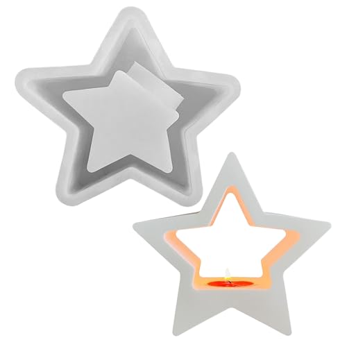 Silikonform Gießformen Weihnachten, Silikonform Weihnachten Stern Kerzenhalter, Stern Gießformen Silikon, Gießform Weihnachten, Giessformen Silikon für DIY Stern Kerzenhalter Handwerk (E) von Lergas
