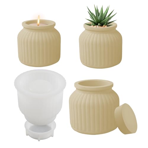 Silikonform Kerzenhalter, Kerzengläser Silikonform Gießformen mit Deckel, Blumentopf Silikon Gießformen für Beton, Silikonformen für DIY Kerzenhalter, Klein Blumentopf und Vorratsgefäß (B Klein) Silikonform Kerzenhalter, Kerzengläser Silikonform Gießformen mit Deckel, Blumentopf Silikon Gießformen für Beton, Silikonformen für DIY Kerzenhalter, Klein Blumentopf und Vorratsgefäß (B Klein) von Lergas