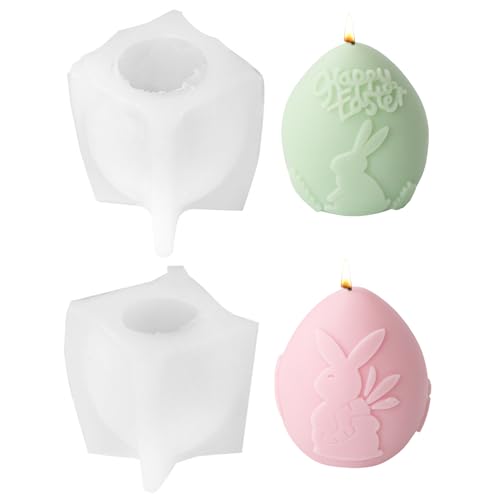 Silikonform Ostern, Silikonformen Gießformen Ostereier, 2 Stück Ostereier Gießformen Silikon, 3D Ostereier Giessform Silikon, Gießform Ostern, Silikon Gießformen Ostern für DIY Osterdeko (A) von Lergas