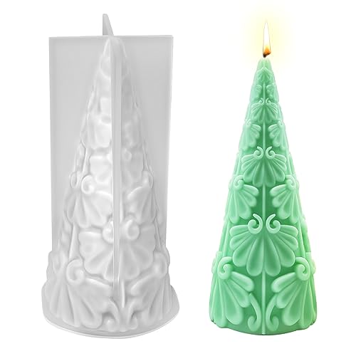 Silikonform Weihnachten Baum, 3D Weihnachtsbaum Kerzenform Silikon, Weihnachten Kerzenformen Zum Gießen, Weihnachtsbaum Gießform Silikon für DIY Weihnachten Deko, Kerzenherstellung (Größe) von Lergas