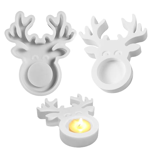 Silikonform Weihnachten Elch Teelichthalter, Silikonformen Gießformen Weihnachten, Elch Gießform Weihnachten, Silikon Gießformen Weihnachten für DIY Weihnachtsdeko Elch Teelichthalter (T) von Lergas