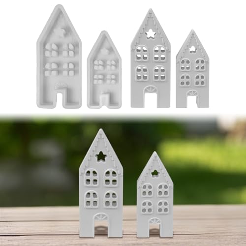 Silikonformen Gießformen, 2 Stück Gießformen Silikon, Haus und Sterne Silikonformen Gießformen Gießform Frühling, Silikonform Gipsformen zum Gießen Frühling für DIY DekoHandwerk (Turmform) von Lergas