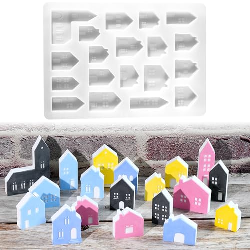 Silikonformen Gießformen Häuser, Silikonform Haus, 19 Verschiedene Mini Häuser Gießformen Silikon, Gießform Haus, Silikonform Häuser, Giessformen Silikon für DIY Mini Häuser Handwerk (V) von Lergas