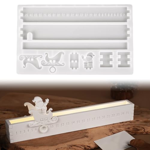 Silikonformen Gießformen Weihnachten, Silikonform Weihnachten Countdown-Brett mit Zahlen & Weihnachtsmann, Gießformen Silikon Lichthäuser, Giessformen Silikon, Gipsformen zum Gießen, 3D Gießform von Lergas