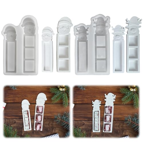 Silikonformen Gießformen Weihnachten Weihnachtsmann/Elch, Silikonform Weihnachten Schokoladenbox, 3D Gießformen Silikon, Gipsformen zum Gießen, DIY Silikonform Gießform für Gips Epoxidharz (A+B) von Lergas