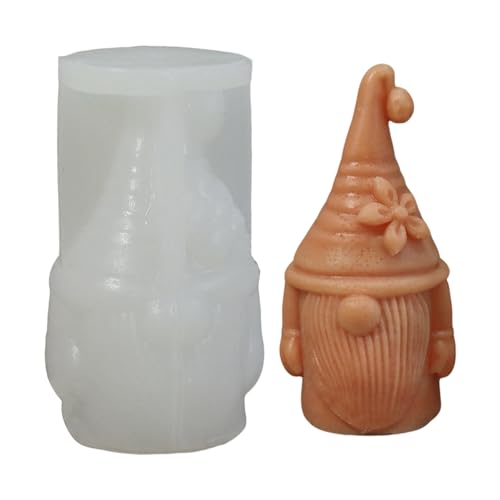 Silikonformen Gießformen Weihnachten Wichtel, 3D Kerzen Silikonform Wichtel, Weihnachten Kerzenform Gießform, Kerzenformen Silikon, Gips Gießformen Silikon, Zwerg Kerzenformen zum Gießen (Blume) von Lergas