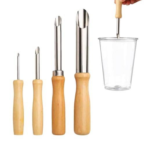 Strohhalmstanzer für Plastikdeckel Limonade, Strohloch Puncher für Getränkedeckel, 4er Set Metall Deckelstanzer für Strohhalme, Lochstanzer Keramikwerkzeuge, Strohhalmloch Werkzeug mit Holzgriff Strohhalmstanzer für Plastikdeckel Limonade, Strohloch Puncher für Getränkedeckel, 4er Set Metall Deckelstanzer für Strohhalme, Lochstanzer Keramikwerkzeuge, Strohhalmloch Werkzeug mit Holzgriff von Lergas