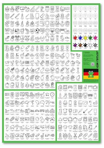 Lern Frosch® Deutsch A0-A1 Wortschatz lernen | Vokabelposter für Anfänger zum visuellen Lernen| 300 Wörter & Lautschrift für den Alltag von Lern Frosch