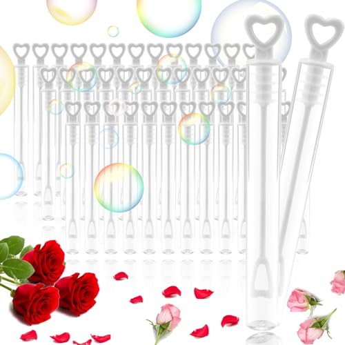 70 Stück Seifenblasen Hochzeit, Wedding Bubbles, Mini Seifenblasen mit Herzgriff, für Hochzeit und Geburtstagsfeier (Weiß, Keine Flüssigkeit) von Lerodite