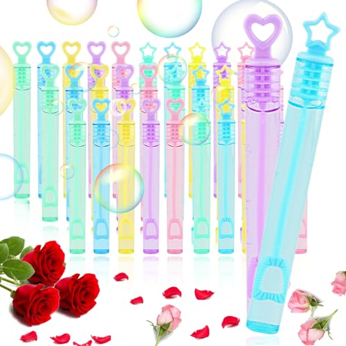 70 Stück Seifenblasen Hochzeit, Wedding Bubbles, Mini Seifenblasen mit Herzgriff und Sterngriff, für Hochzeit und Geburtstagsfeier (Farbe, Keine Flüssigkeit) von Lerodite