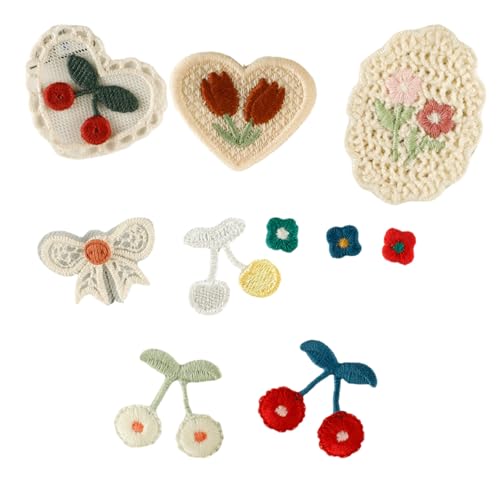 10 PCs Blumen Nähen Auf/bügeln Auf Flecken Herz Gestickte Flecken Reparaturflecken Nähflecken Für Rucksäcke Dekoration von Lerpwige