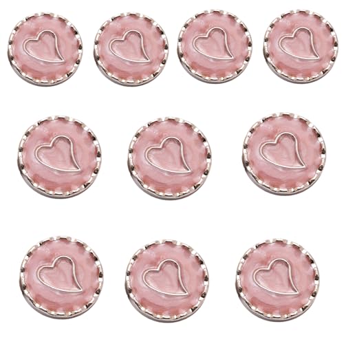 10 Stück Knöpfe zum Nähen, Basteln, Herz, rund, Metallknöpfe mit Loch für Mantel, Kleidung, Nähen, Basteln, Stricken, Dekoration 10 Stück Knöpfe zum Nähen, Basteln, Herz, rund, Metallknöpfe mit Loch für Mantel, Kleidung, Nähen, Basteln, Stricken, Dekoration von Lerpwige