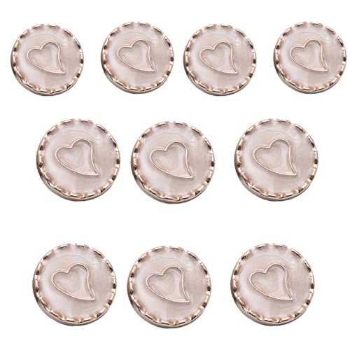 10 Stück Knöpfe zum Nähen, Basteln, Herz, rund, Metallknöpfe mit Loch für Mantel, Kleidung, Nähen, Basteln, Stricken, Dekoration 10 Stück Knöpfe zum Nähen, Basteln, Herz, rund, Metallknöpfe mit Loch für Mantel, Kleidung, Nähen, Basteln, Stricken, Dekoration von Lerpwige
