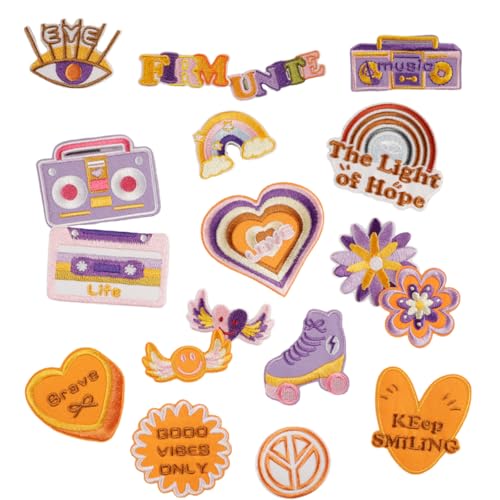 18 PCs Lautsprecher Bestickte Flecken Rollen Skates Eisen Auf Flecken Applique Flecken Nähflecken Blumenreparaturflecken von Lerpwige